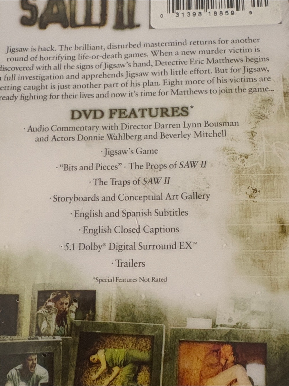 SAW II Widescreen DVD - Horror Movie Collectible Clear Case - Picture 5 of 5